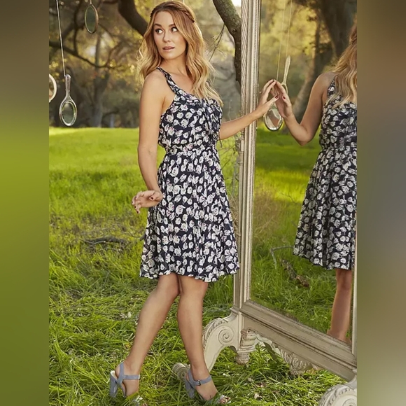 Disney Dresses & Skirts - Lauren Conrad Disney Alice in Wonderland Floral Teapot Teacup Sundress Lg Blue